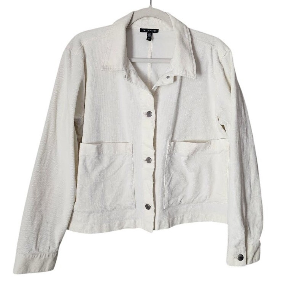 EILEEN FISHER Bone Corduroy‎ Chore Jacket Minimalist Quiet Luxury S/P